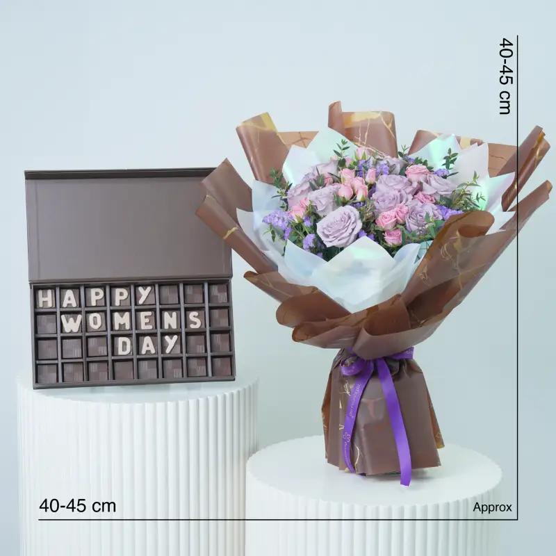 Lavender Blush Bouquet With Chocolate - Gift Sets gift from Buy Any Flowers Dubai in Al Quoz Industrial Area 4, Dubai, UAE - image 3