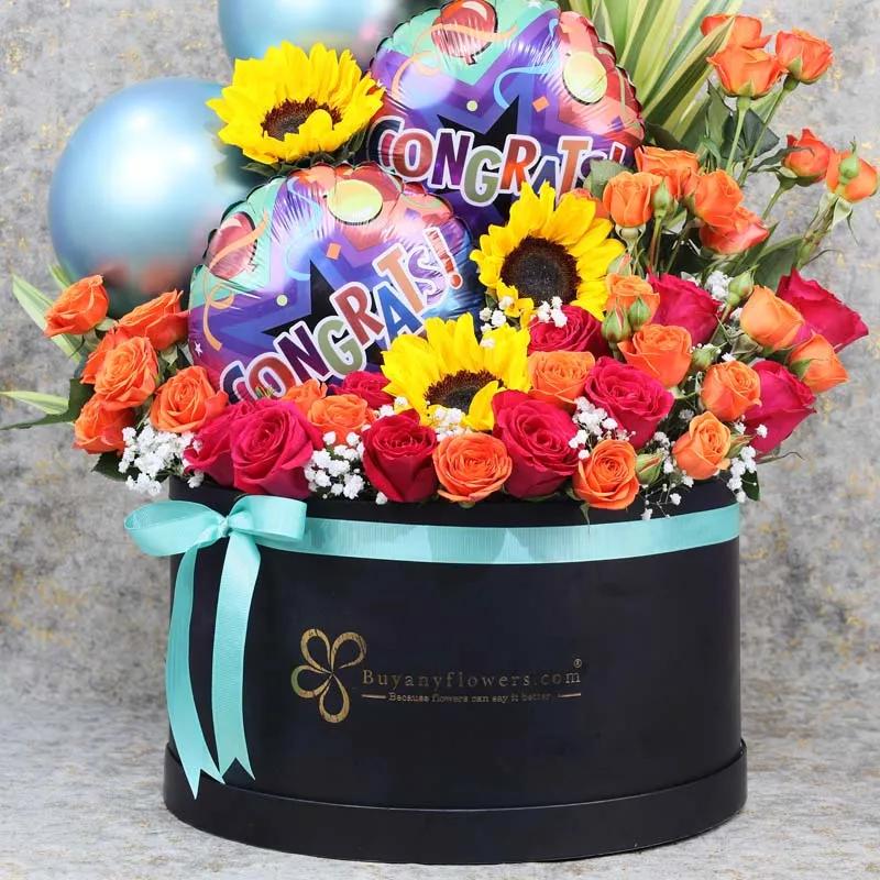 Congrats Balloons and Flower Box thumbnail 3