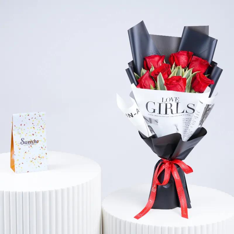 Beauty 7 Red Roses Bouquet With Chocolate - Gift Sets gift from Buy Any Flowers Dubai in Al Quoz Industrial Area 4, Dubai, UAE