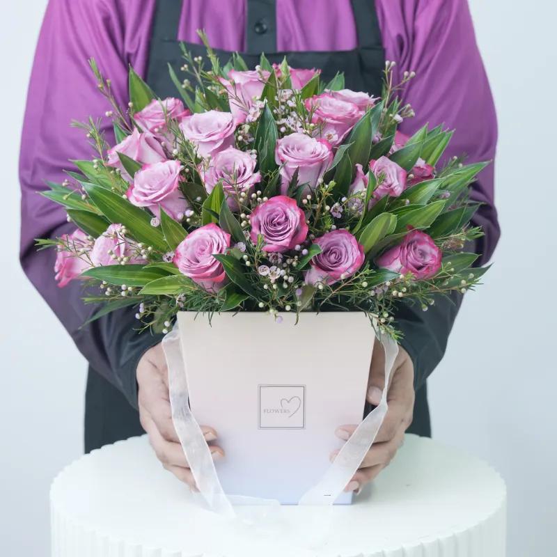 Darling 21 Purple Roses Arrangement - Flowers gift from Buy Any Flowers Dubai in Al Quoz Industrial Area 4, Dubai, UAE - image 2