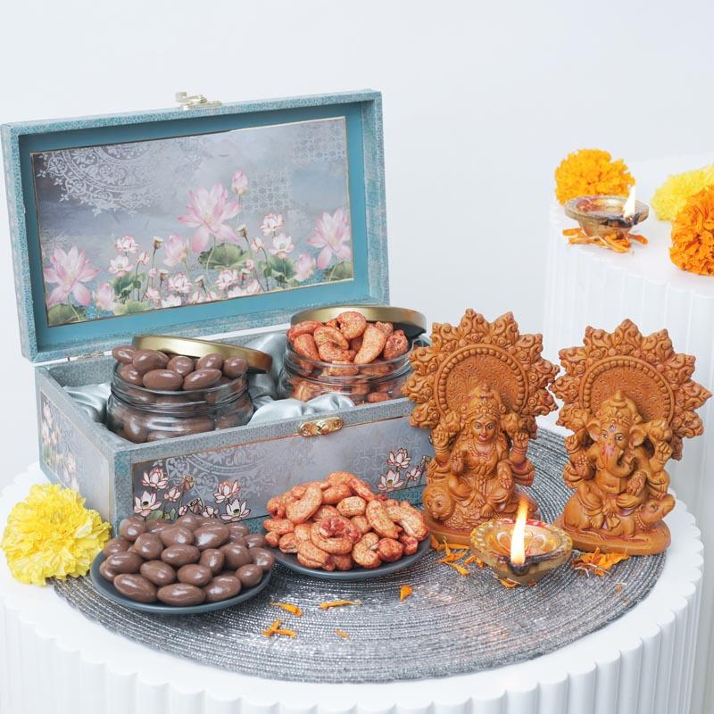 Lakshmi Ganesh Dry Fruits and Chocolate Gift Box thumbnail 2