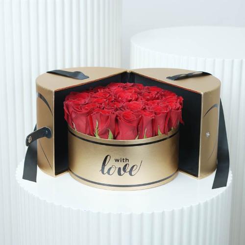 Golden Memories Red Roses Love Box - Flowers gift from Buy Any Flowers Dubai in Al Quoz Industrial Area 4, Dubai, UAE