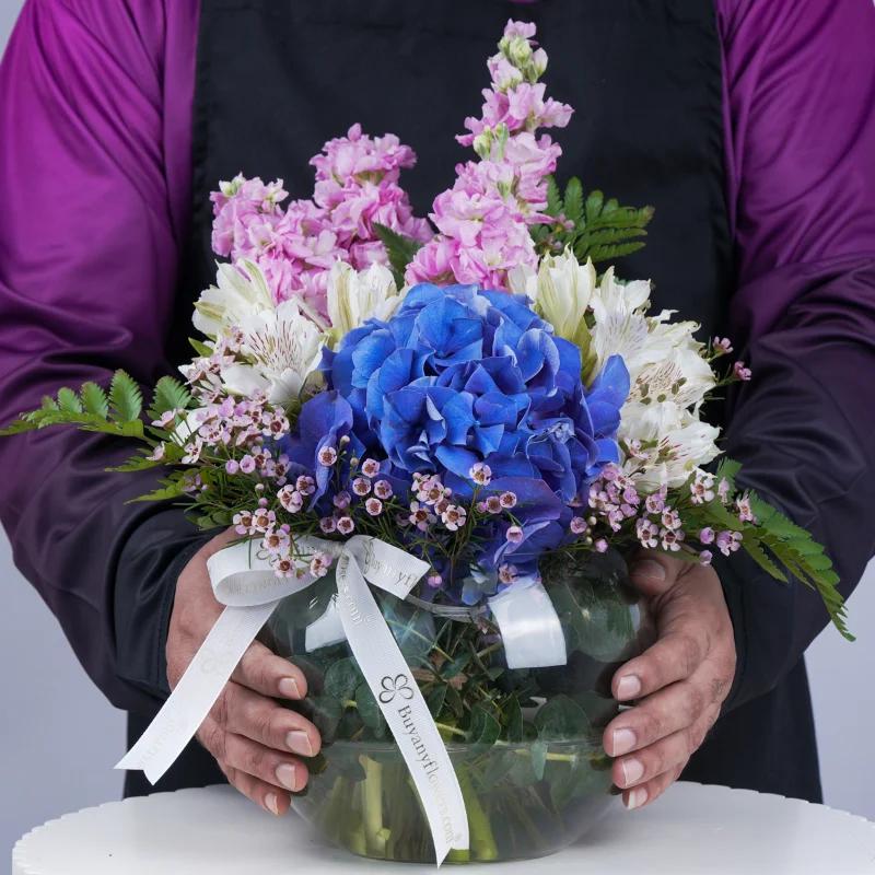 Blush Fish Bowl Flower Arrangement - Flowers gift from Buy Any Flowers Dubai in Al Quoz Industrial Area 4, Dubai, UAE - image 3