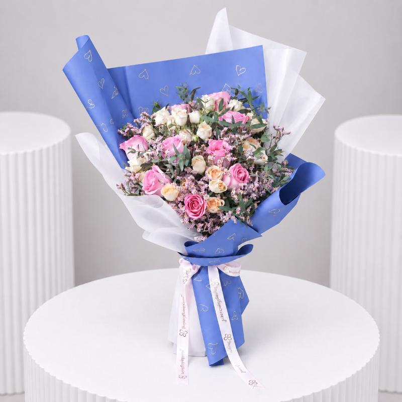 Pastel Paradise Roses Bouquet - Flowers gift from Buy Any Flowers Dubai in Al Quoz Industrial Area 4, Dubai, UAE