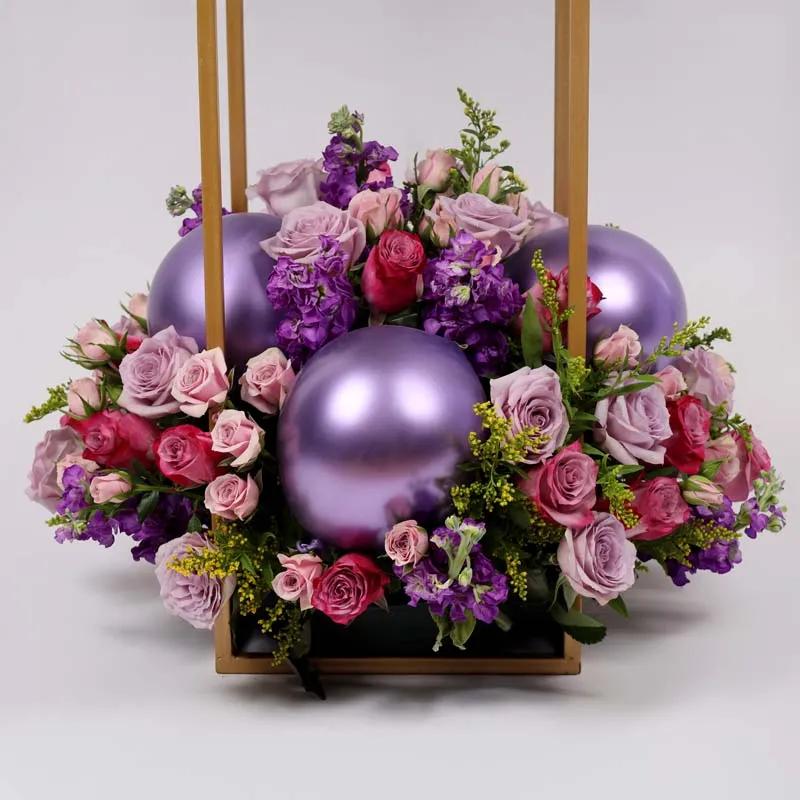 Purple Paradise Balloon and Flower Stand Large thumbnail 3