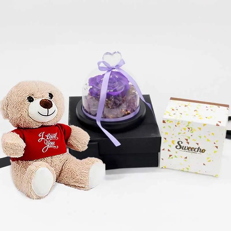 Designer Purple Preserved Rose Trio thumbnail 1