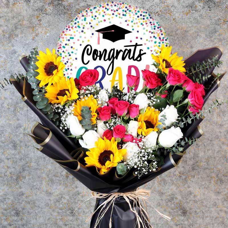 Congrats Grads Bouquet - Flowers gift from Buy Any Flowers Dubai in Al Quoz Industrial Area 4, Dubai, UAE