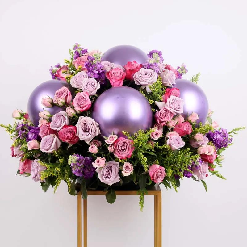 Purple Paradise Balloon and Flower Stand Large thumbnail 2