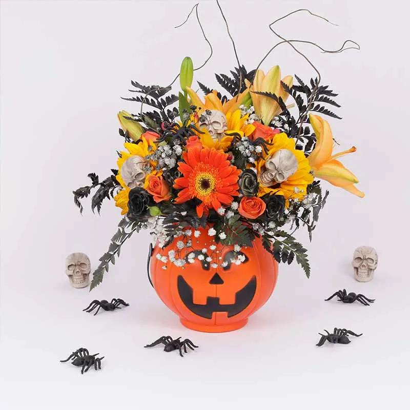 Evil Pumpkin Flower Arrangement thumbnail 1