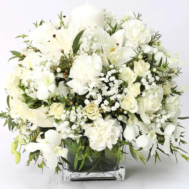 Peace Table Arrangement White - Flowers gift from Buy Any Flowers Dubai in Al Quoz Industrial Area 4, Dubai, UAE - image 2
