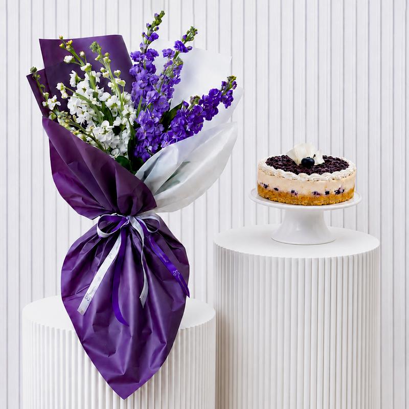 Harmony Flowers and Blueberry Cheesecake - Gift Sets gift from Buy Any Flowers Dubai in Al Quoz Industrial Area 4, Dubai, UAE