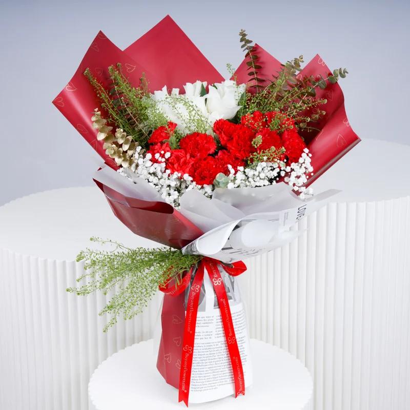 Aura 21 Carnations and Roses Bouquet - Flowers gift from Buy Any Flowers Dubai in Al Quoz Industrial Area 4, Dubai, UAE