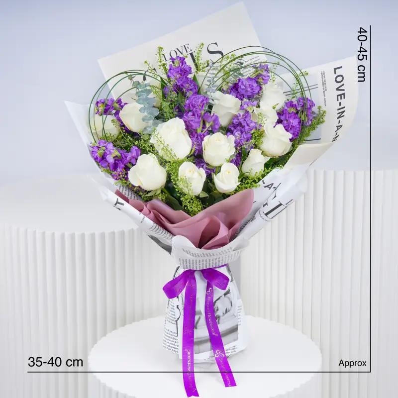 Ivory Violet Bouquet - Flowers gift from Buy Any Flowers Dubai in Al Quoz Industrial Area 4, Dubai, UAE - image 3