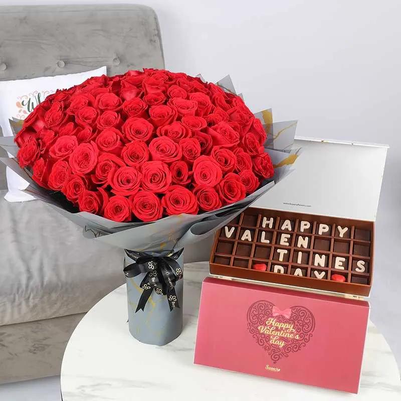 Love Story Bouquet and Happy Valentines Day Chocolates