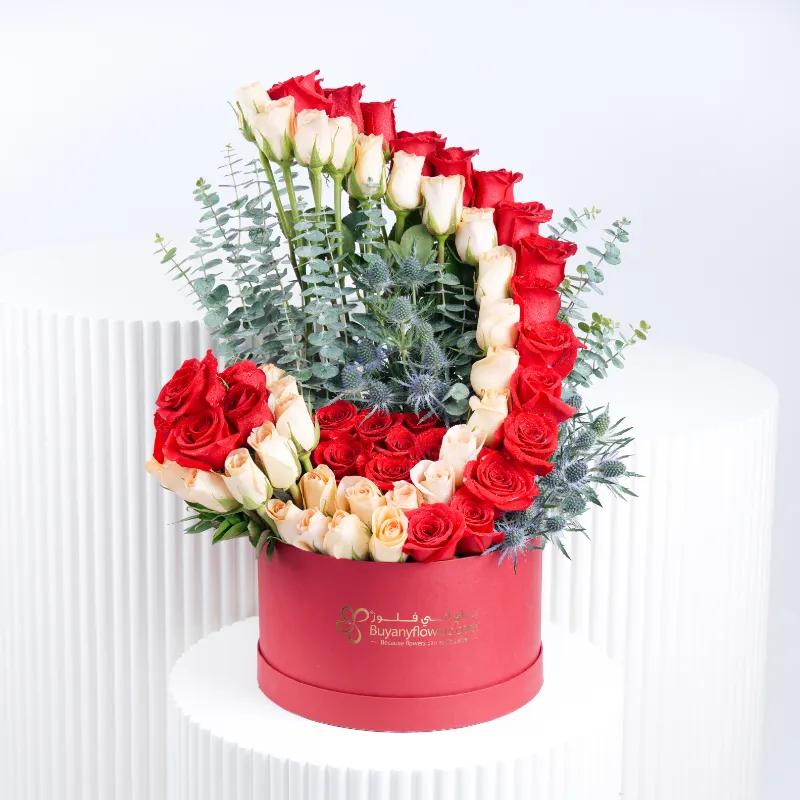 Velvet Blush 65 Roses in box - Flowers gift from Buy Any Flowers Dubai in Al Quoz Industrial Area 4, Dubai, UAE