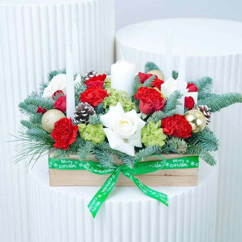 Christmas Blessings Flower Tray - Flowers gift from Buy Any Flowers Dubai in Al Quoz Industrial Area 4, Dubai, UAE
