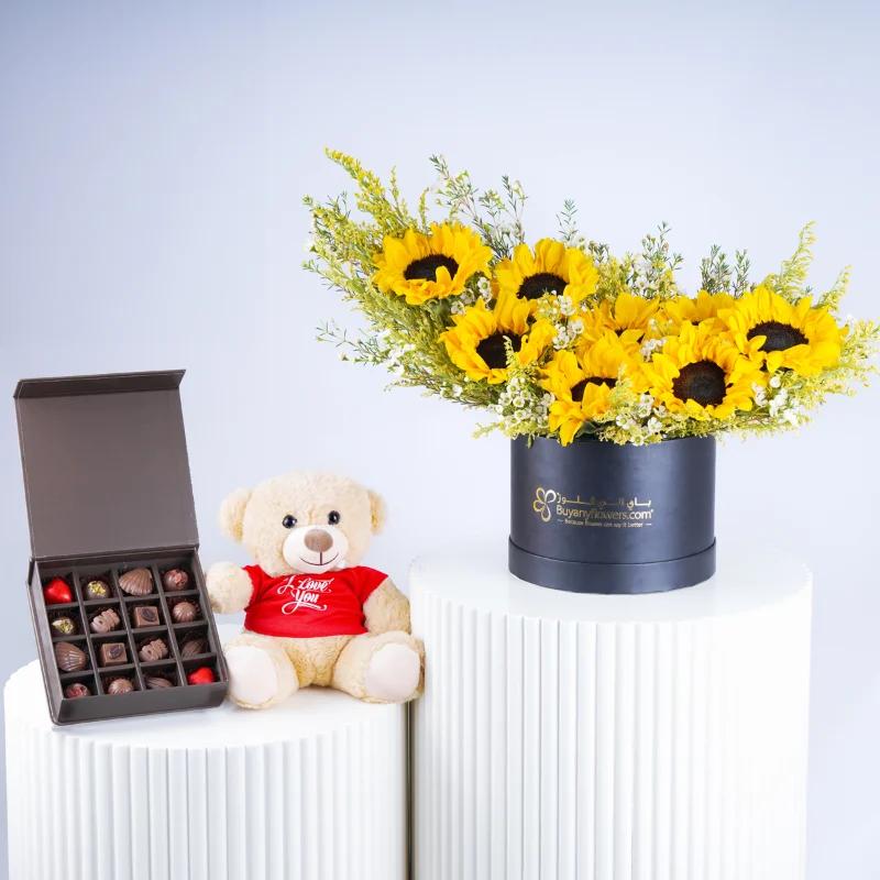 Sunflare Blooming Box Trio - Gift Sets gift from Buy Any Flowers Dubai in Al Quoz Industrial Area 4, Dubai, UAE