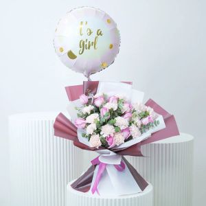 Pink Blushing and Its a Girl Balloon 1
