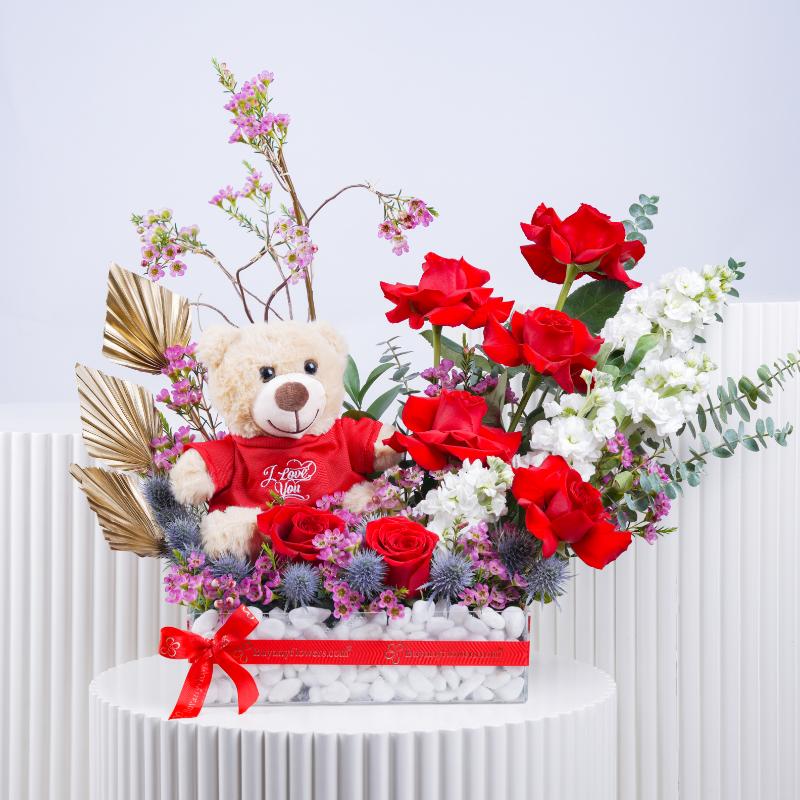 Ruby Garden Flower Arrangement - Flowers gift from Buy Any Flowers Dubai in Al Quoz Industrial Area 4, Dubai, UAE