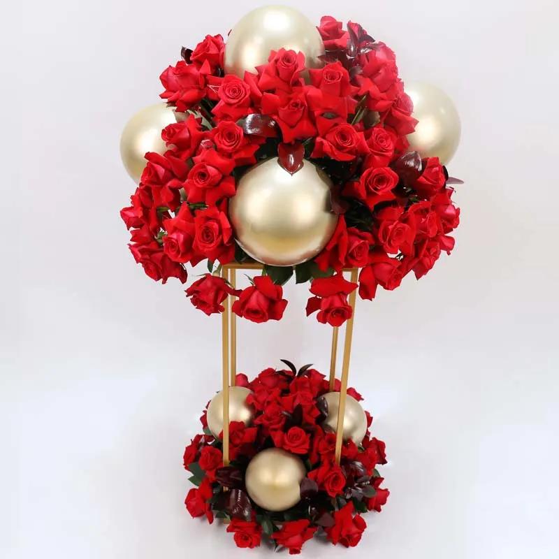 Golden Romance 75 Red Roses Flower Stand thumbnail 4