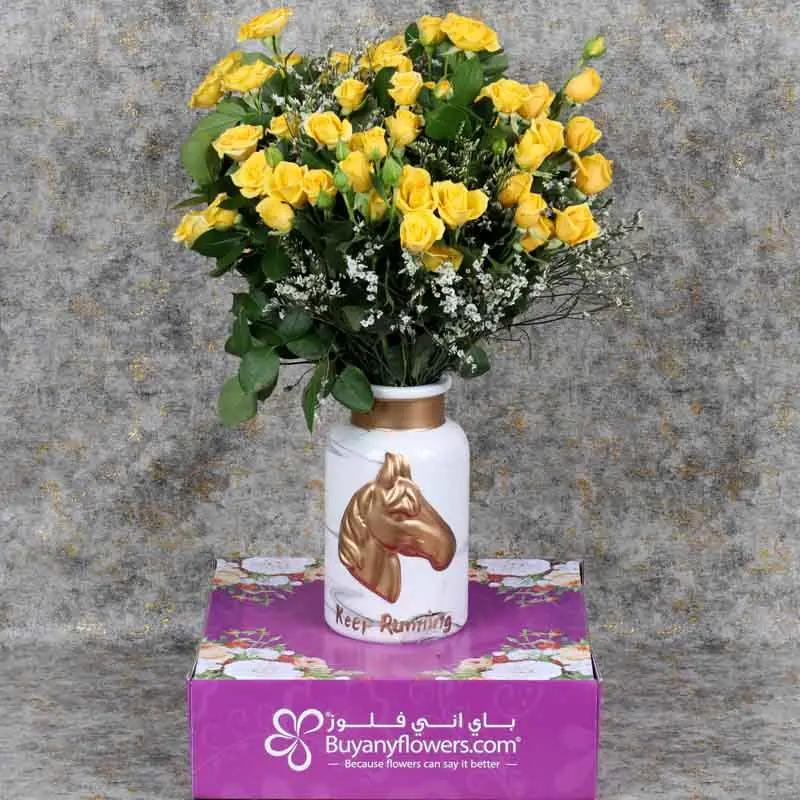 Sunny 11 Yellow Baby Roses Arrangement thumbnail 4