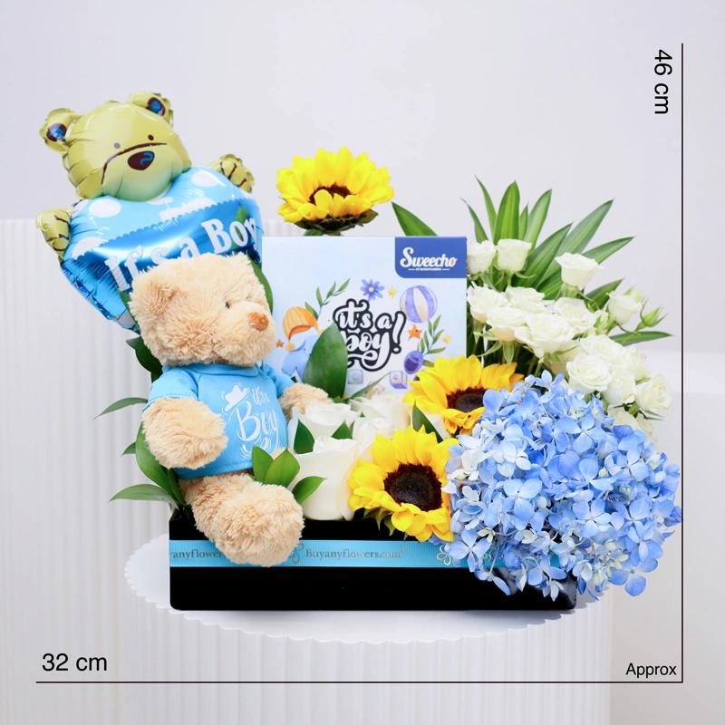 Welcome Baby Boy Flower Hamper thumbnail 5