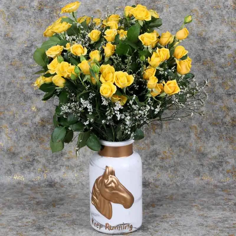 Sunny 11 Yellow Baby Roses Arrangement