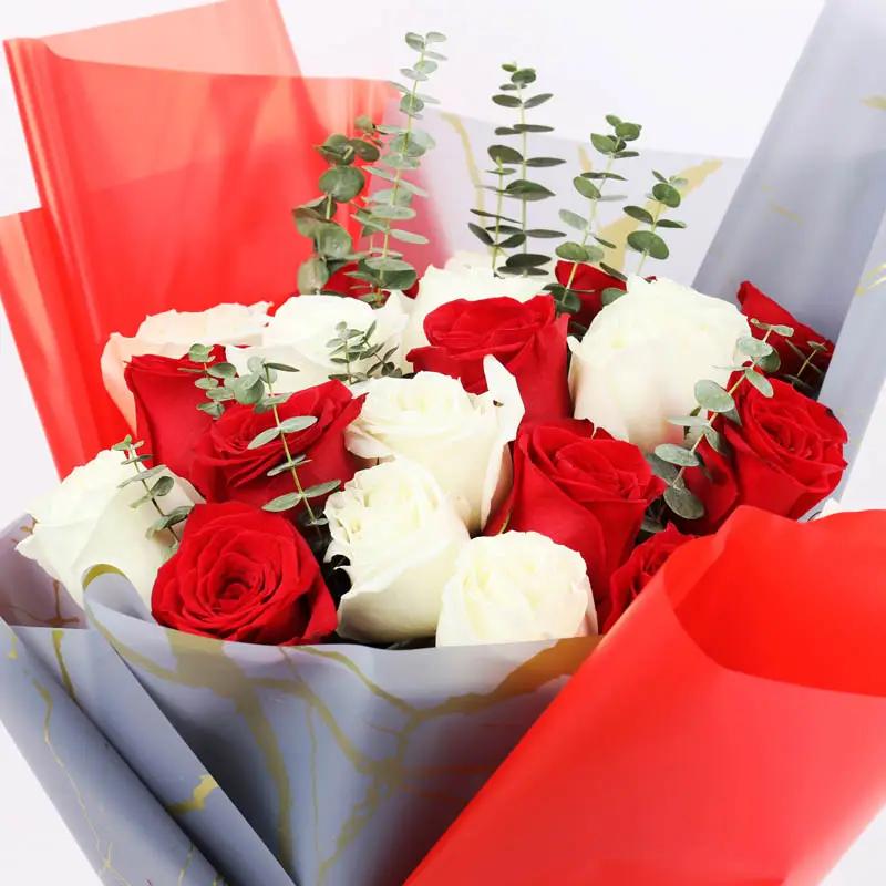 Beauty in Red and White 21 Roses Bouquet thumbnail 2