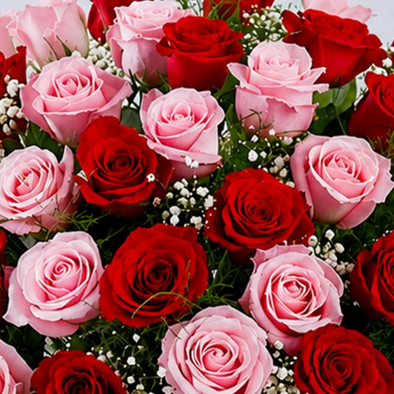50 Elegant Red and Pink Roses In Vase - Flowers gift from Buy Any Flowers Dubai in Al Quoz Industrial Area 4, Dubai, UAE - image 2