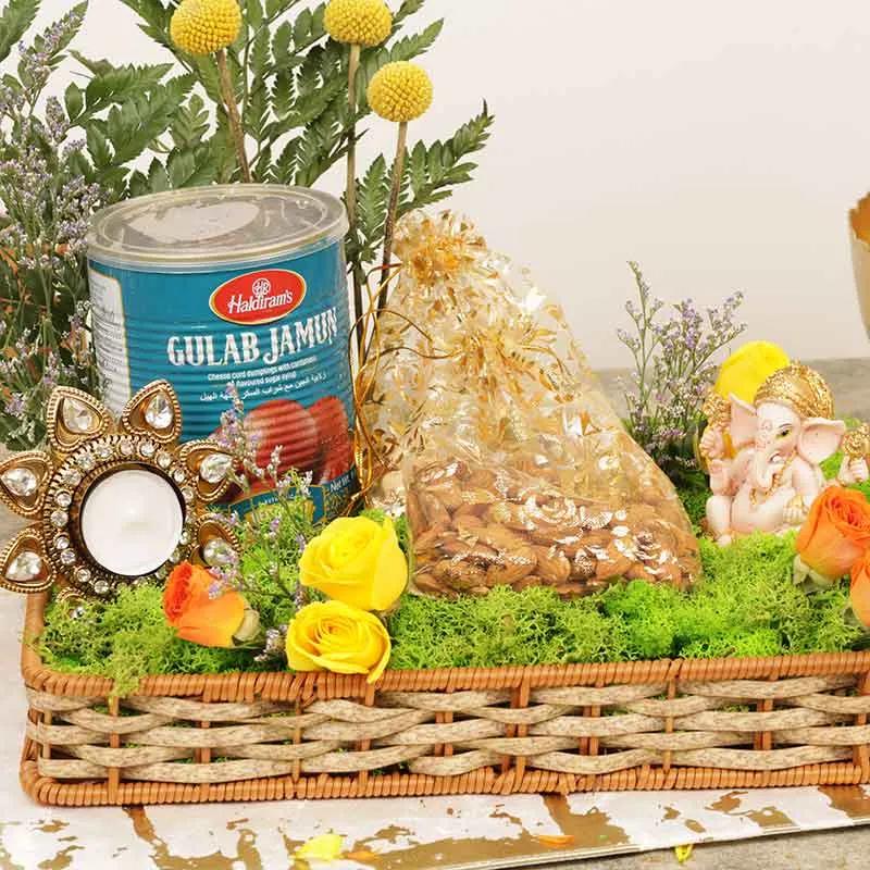 Divine Ganesha Floral Gift Basket thumbnail 3