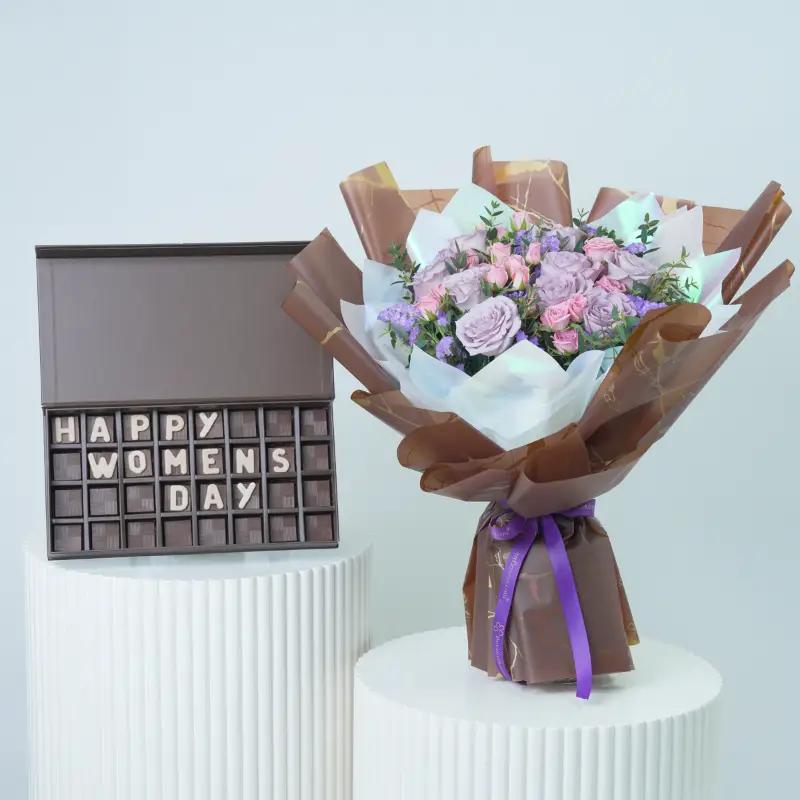 Lavender Blush Bouquet With Chocolate - Gift Sets gift from Buy Any Flowers Dubai in Al Quoz Industrial Area 4, Dubai, UAE