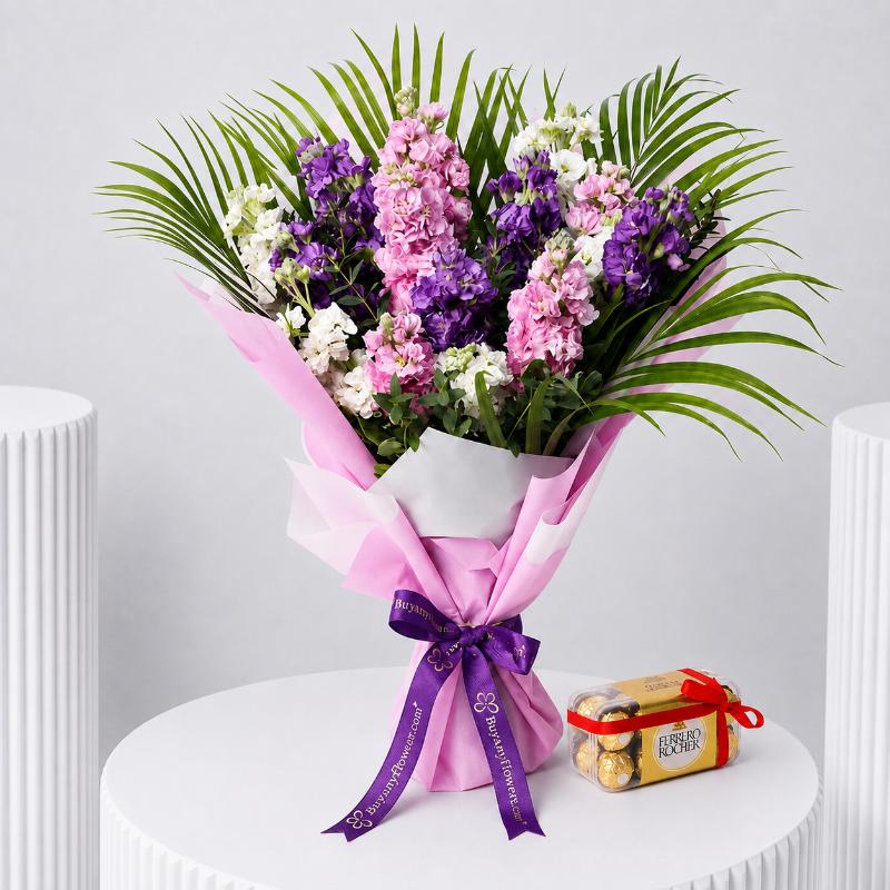 Standalone Beauty 15 Stock Flowers with Ferrero Rocher - Gift Sets gift from Buy Any Flowers Dubai in Al Quoz Industrial Area 4, Dubai, UAE