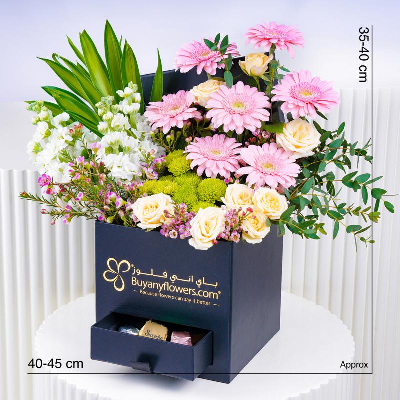 Blush Mix Flower Square Box - Flowers gift from Buy Any Flowers Dubai in Al Quoz Industrial Area 4, Dubai, UAE - image 5