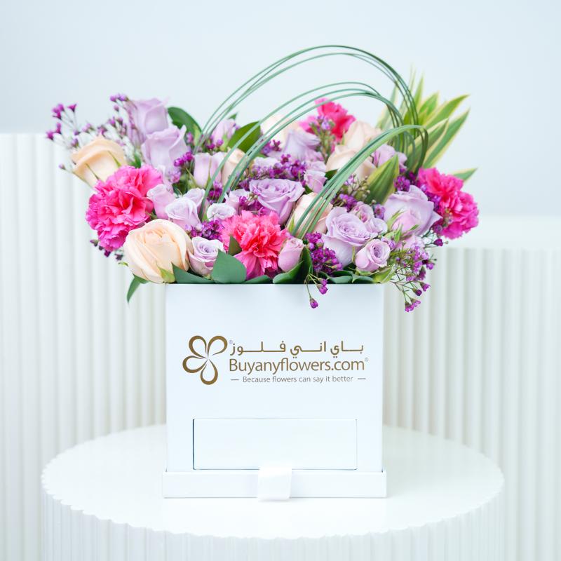 Pastel Hues Flower Box - Flowers gift from Buy Any Flowers Dubai in Al Quoz Industrial Area 4, Dubai, UAE