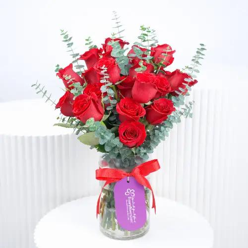 Beauty 21 Red Roses Vase - Flowers gift from Buy Any Flowers Dubai in Al Quoz Industrial Area 4, Dubai, UAE