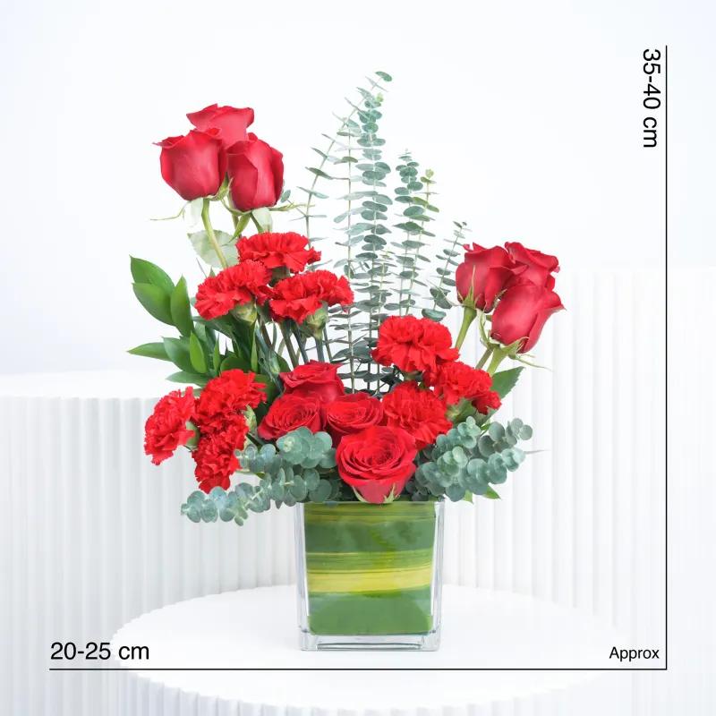 Eternal Red Roses and Carnations in Vase - Flowers gift from Buy Any Flowers Dubai in Al Quoz Industrial Area 4, Dubai, UAE - image 4