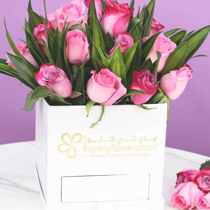 Purple and Pink 21 Roses Box - Flowers gift from Buy Any Flowers Dubai in Al Quoz Industrial Area 4, Dubai, UAE - image 2