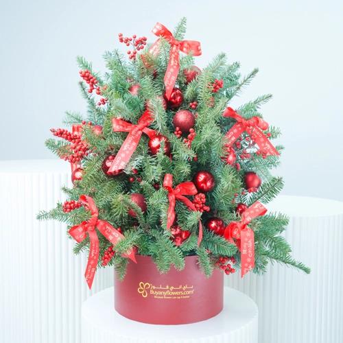 Christmas Tree Shape Arrangement Red - Gifts gift from Buy Any Flowers Dubai in Al Quoz Industrial Area 4, Dubai, UAE