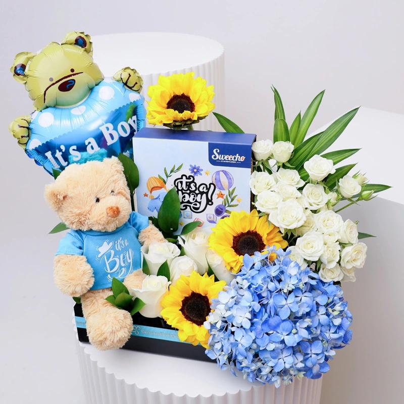 Welcome Baby Boy Flower Hamper thumbnail 3
