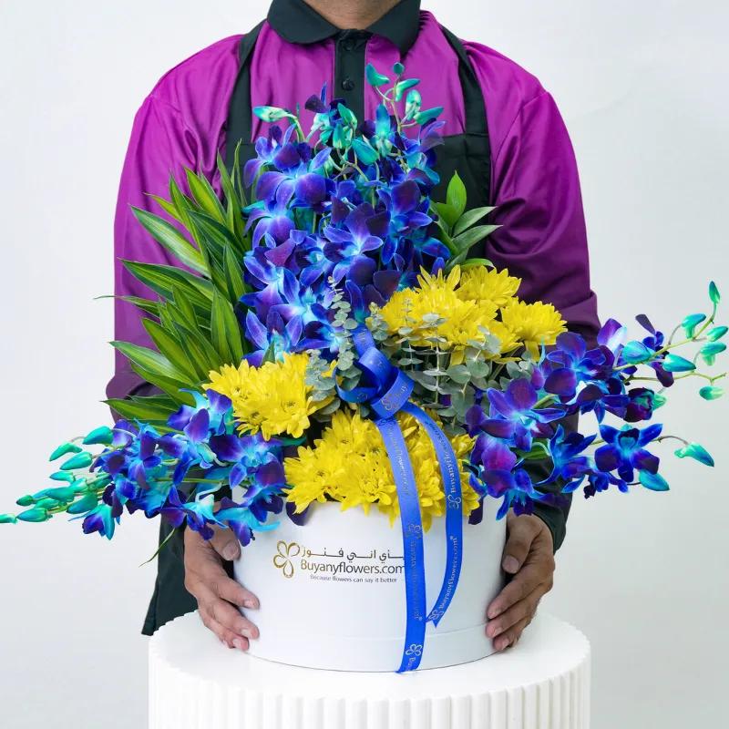 Azure Orchid Flower Box With Chocolate - Gift Sets gift from Buy Any Flowers Dubai in Al Quoz Industrial Area 4, Dubai, UAE - image 3