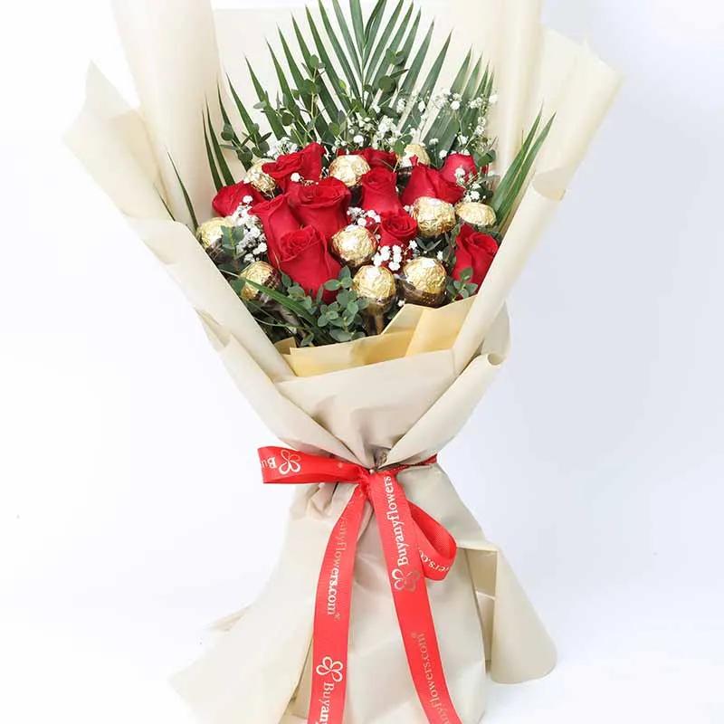 Love 11 Red Roses and Ferrero Bouquet thumbnail 2
