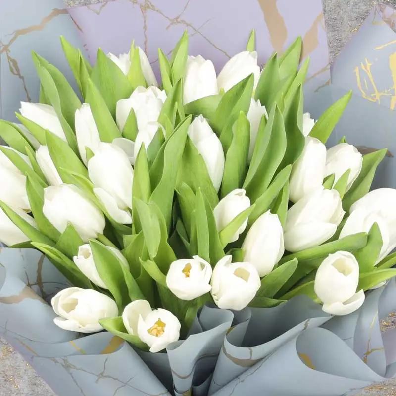 White Beauty 35 White Tulips Bouquet thumbnail 2