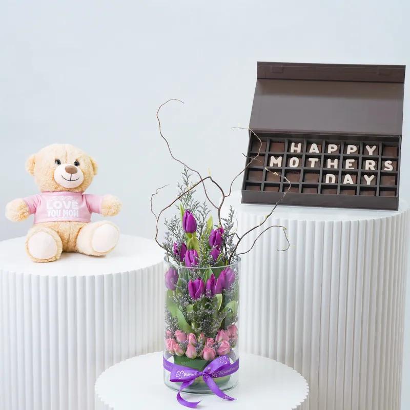 Purple and Pink Elegance Vase Trio - Gift Sets gift from Buy Any Flowers Dubai in Al Quoz Industrial Area 4, Dubai, UAE