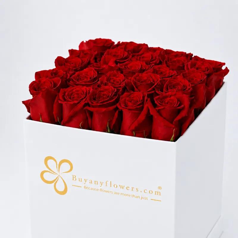 White Box of Love 25 Red Roses - Flowers gift from Buy Any Flowers Dubai in Al Quoz Industrial Area 4, Dubai, UAE - image 2