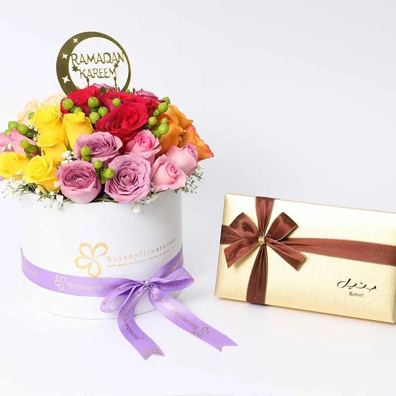 Vibrant Ramadan 21 Roses and Bateel Dates - Gift Sets gift from Buy Any Flowers Dubai in Al Quoz Industrial Area 4, Dubai, UAE - image 2