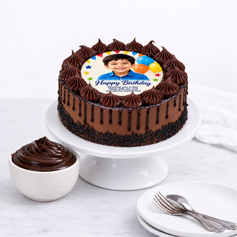 Personalised Kids Birthday Chocolate Photo Cake in Dubai
