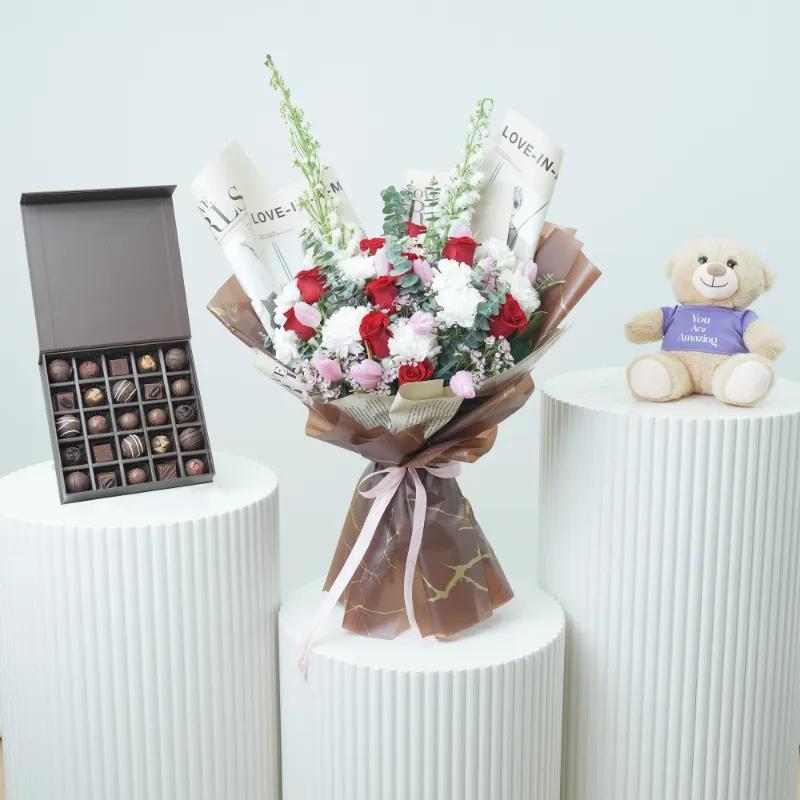 Sweet Expression 31 Mix Flower Bouquet Trio - Gift Sets gift from Buy Any Flowers Dubai in Al Quoz Industrial Area 4, Dubai, UAE