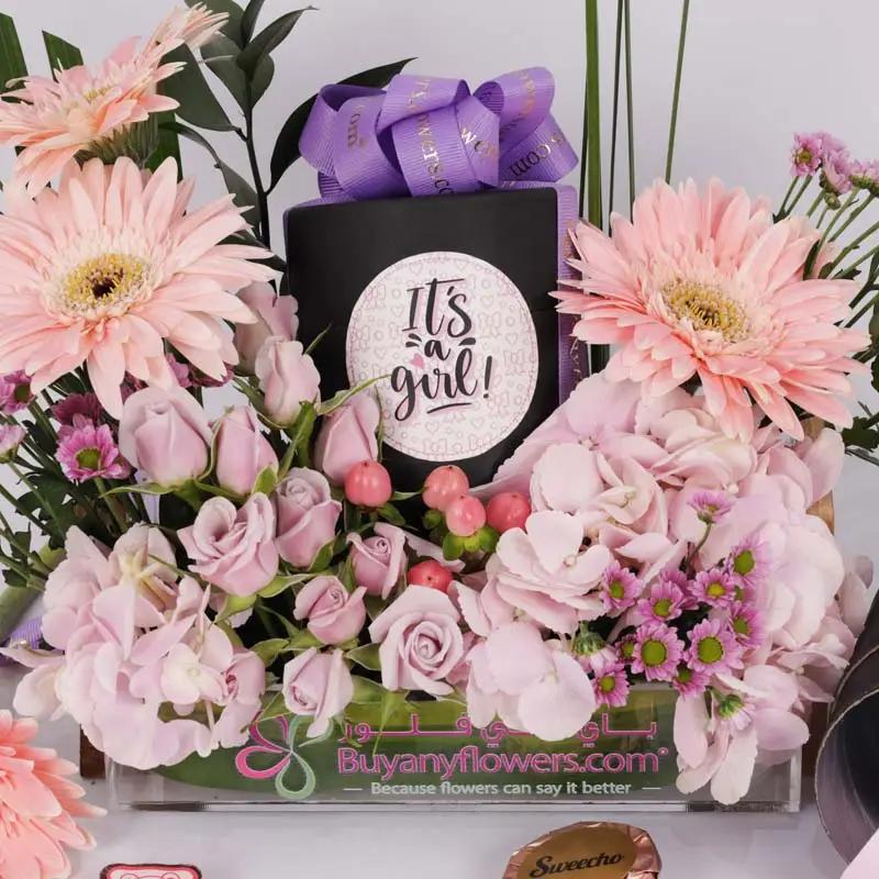 Its a Girl Flowers and Chocolate Arrangement thumbnail 3