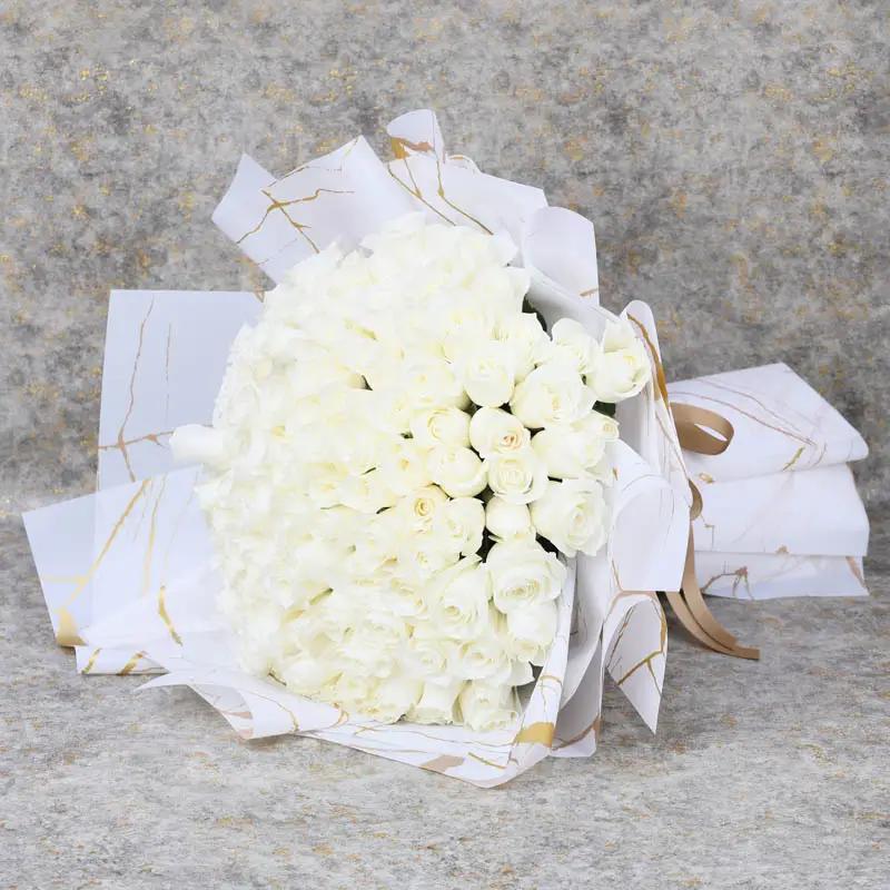 Snow 101 White Roses Bouquet - Flowers gift from Buy Any Flowers Dubai in Al Quoz Industrial Area 4, Dubai, UAE - image 3
