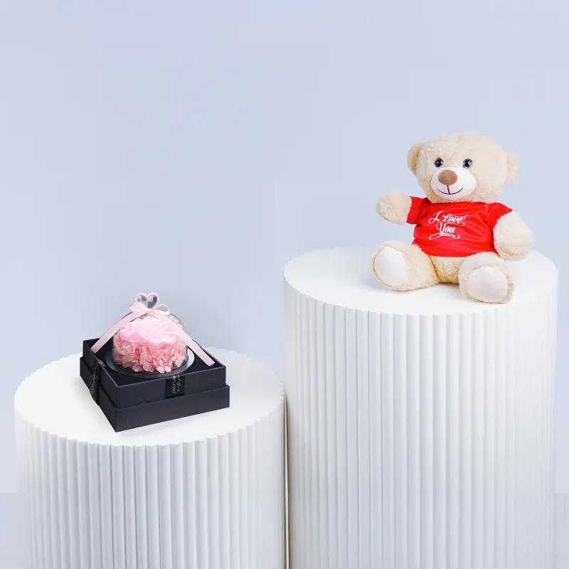 Designer Pink Preserved Rose and I Love You Teddy in Dubai